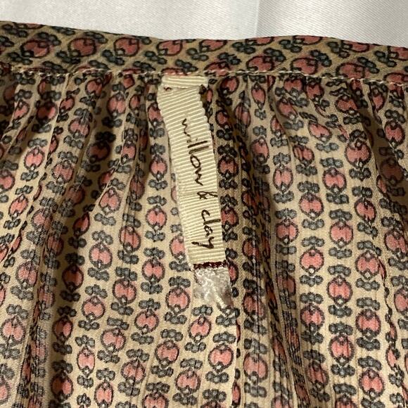 Sheer Top Bohemian cottage core Gauzy Boho Country Poncho Baggy Peach Print Clay - Picture 4 of 10